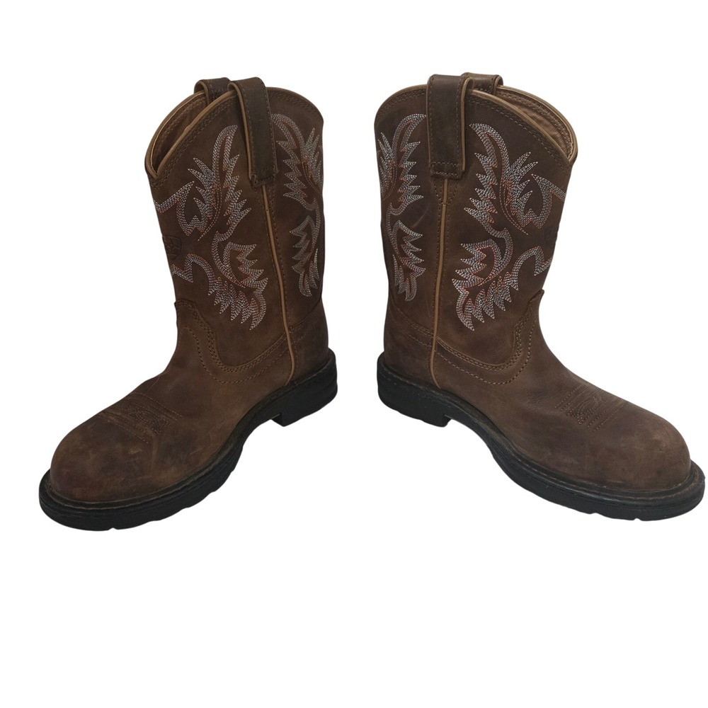 Ariat Work Women Brown Leather Composite Toe Western Boots size 6.5